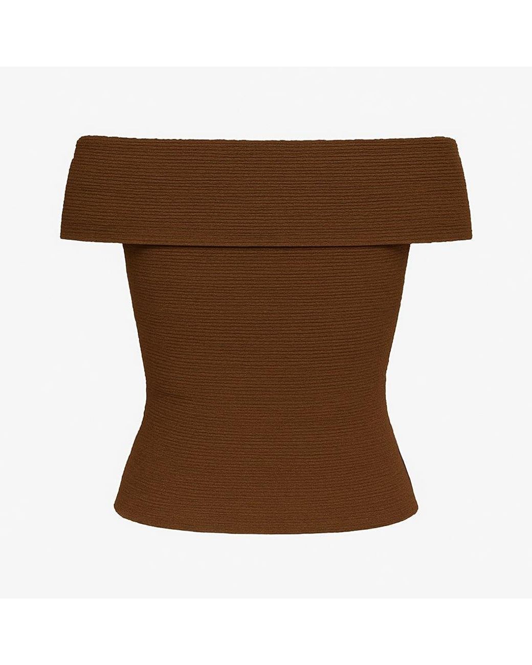 I Saw It First Brown Textured Bardot Sleeveless Top
