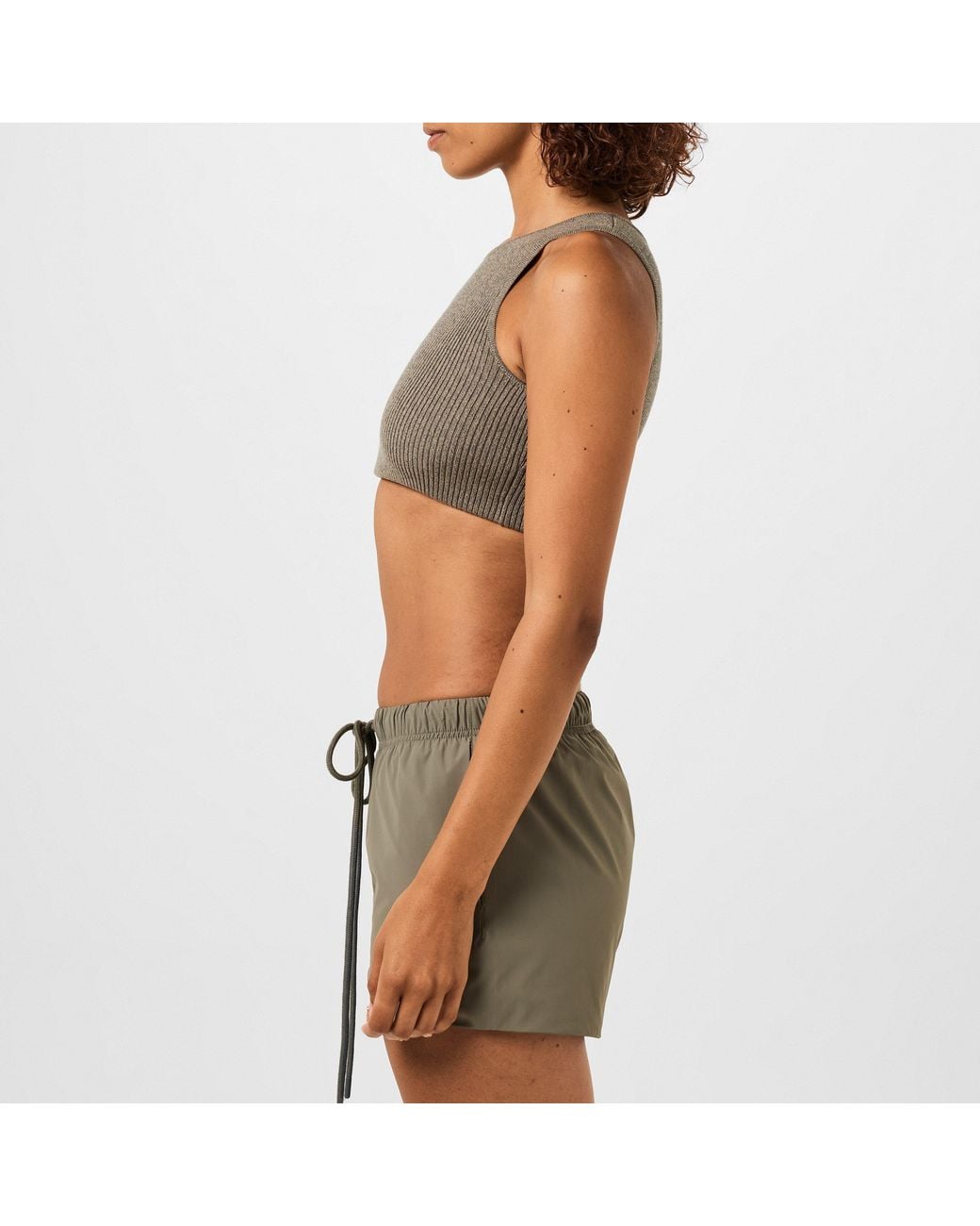 Fear Of God Green Logo Patch Ribbed Crop Top