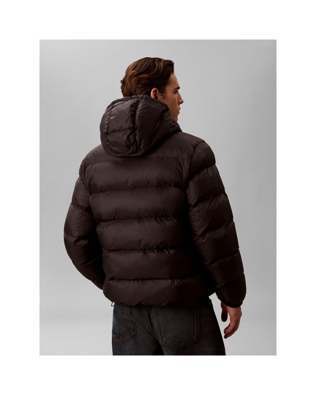 Calvin Klein Black Hooded Full-Zip Water-Resistant Short Puffer Jacket for men