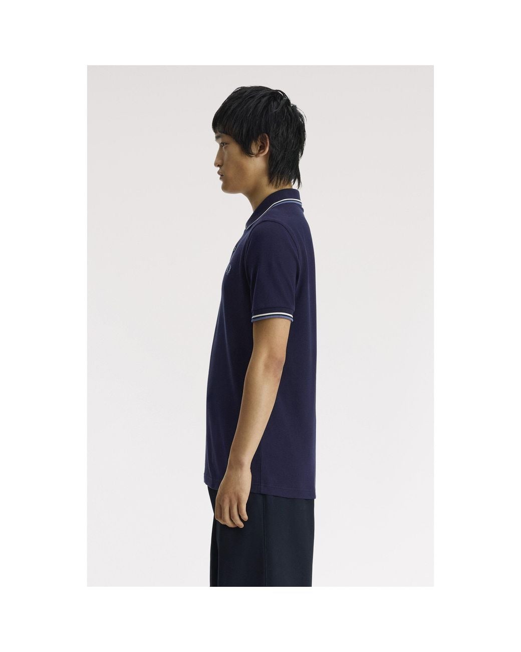 Fred Perry Blue Short Sleeve Twin Tipped Polo Shirt for men