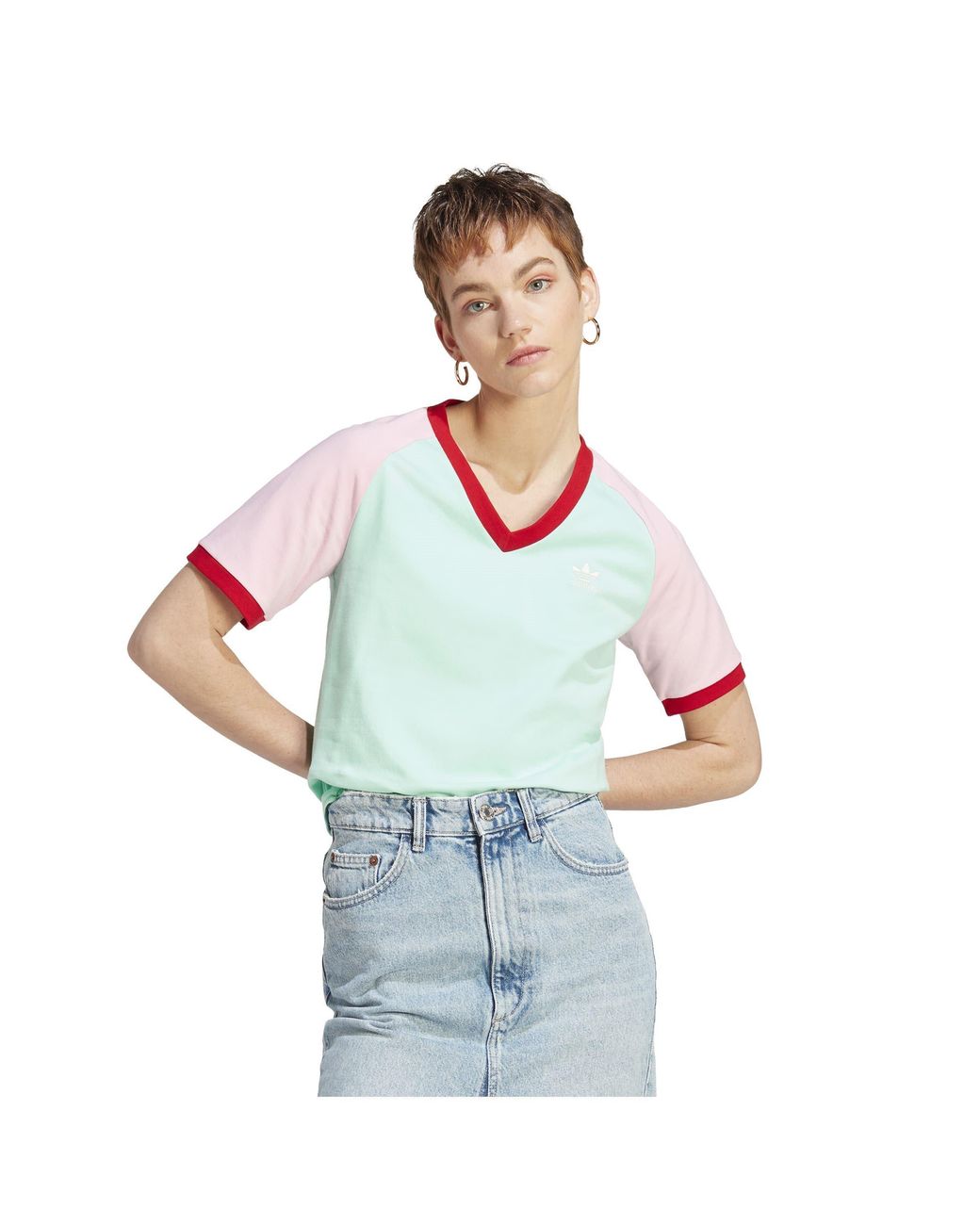 Adidas Originals Blue V-Neck T-Shirt
