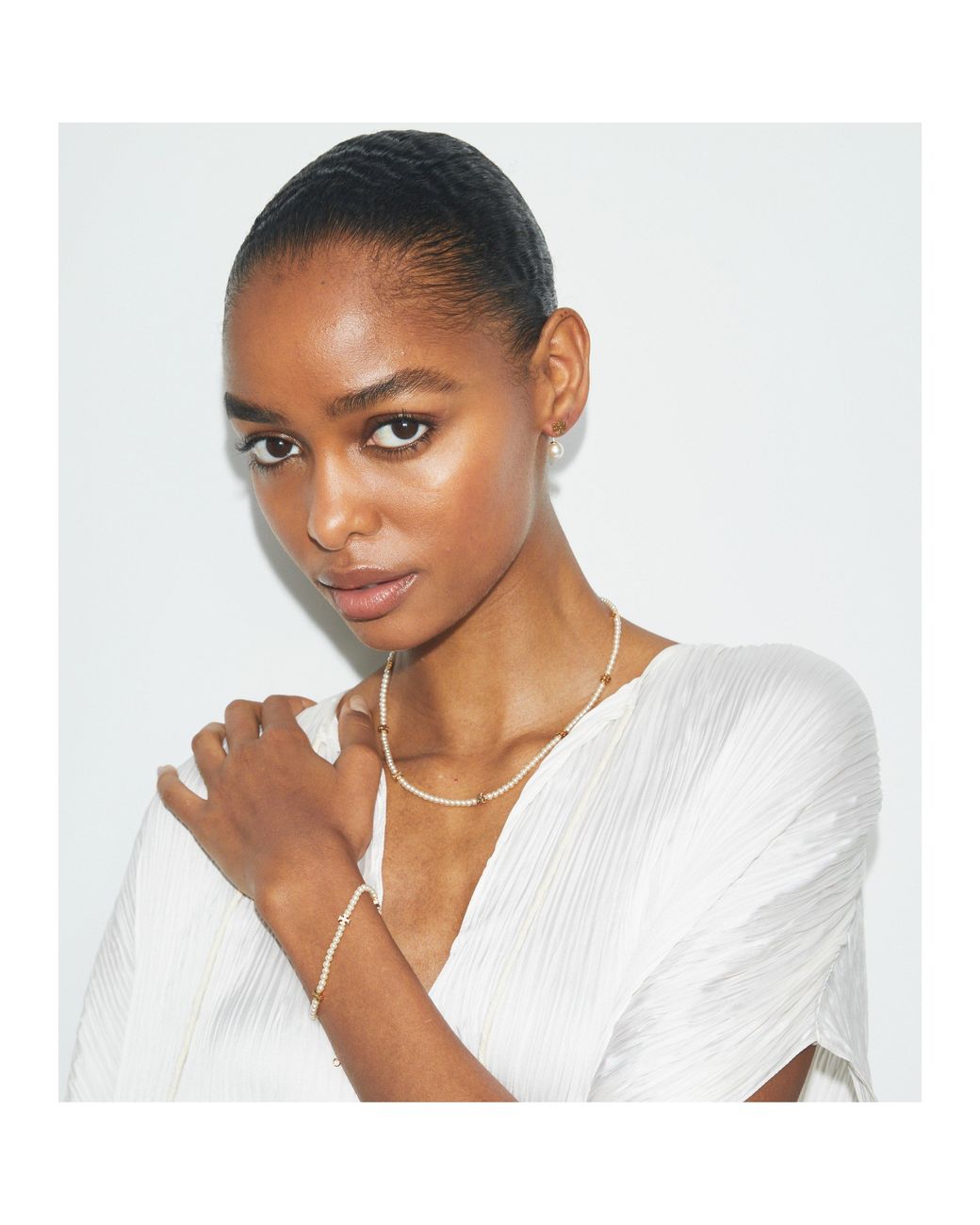 Tory Burch Metallic Kira Pearl Bracelet
