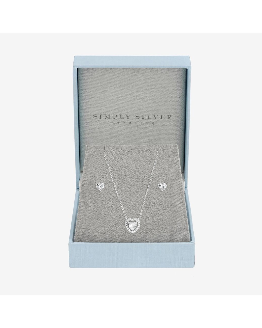 Simply Silver Gray 925 Sterling Plated Halo Heart Set