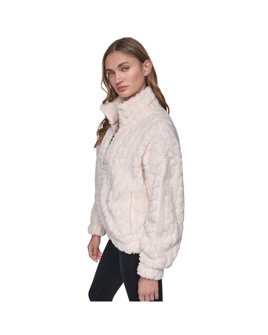 DKNY Gray Cable Sport Full-Zip Sherpa Jacket