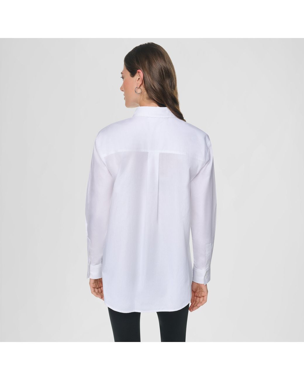 DKNY White Pocket Print Cotton Long-Sleeve Patterned Shirt
