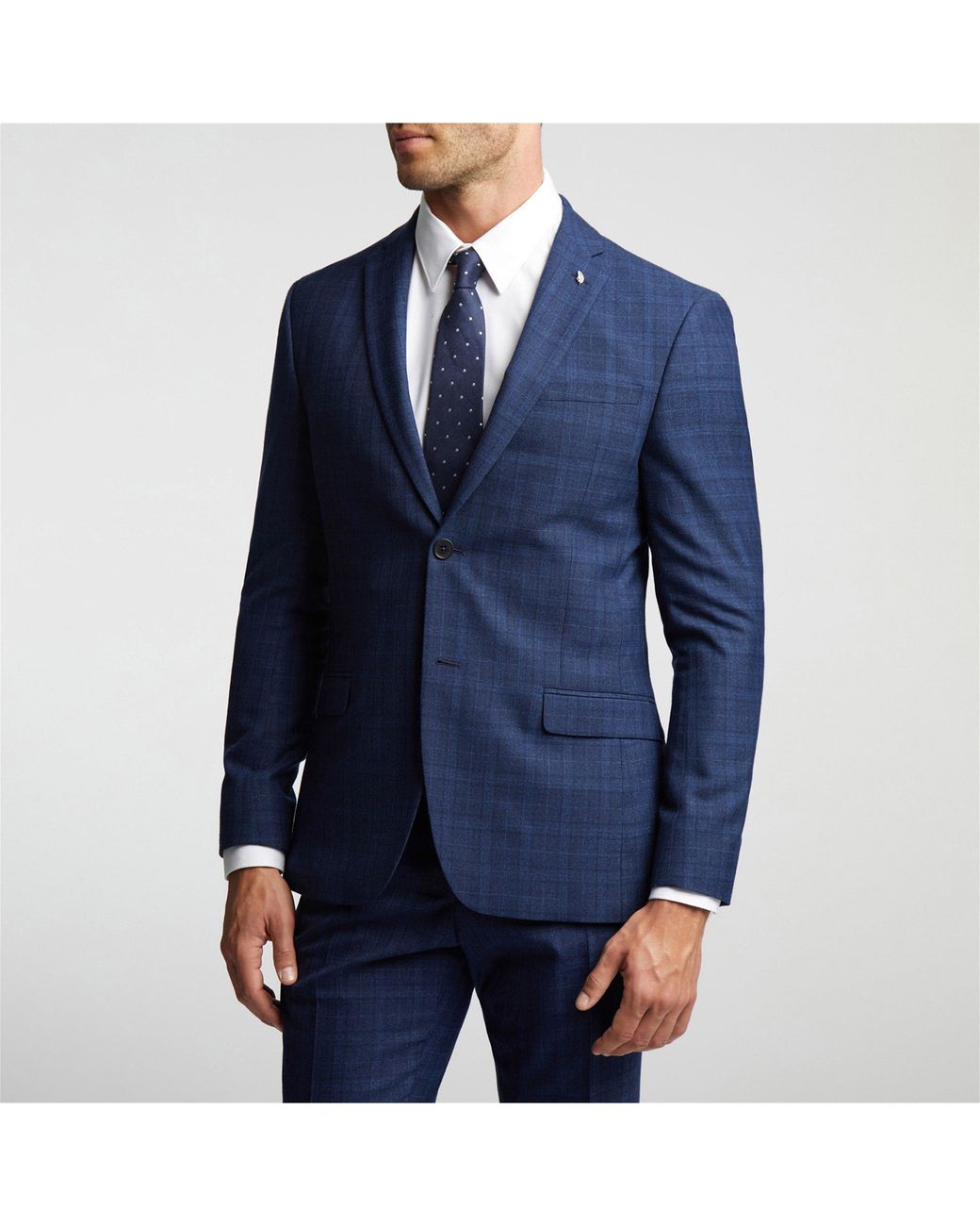 Ted Baker Blue Hoyle Check Slim Fit Suit Jacket for men