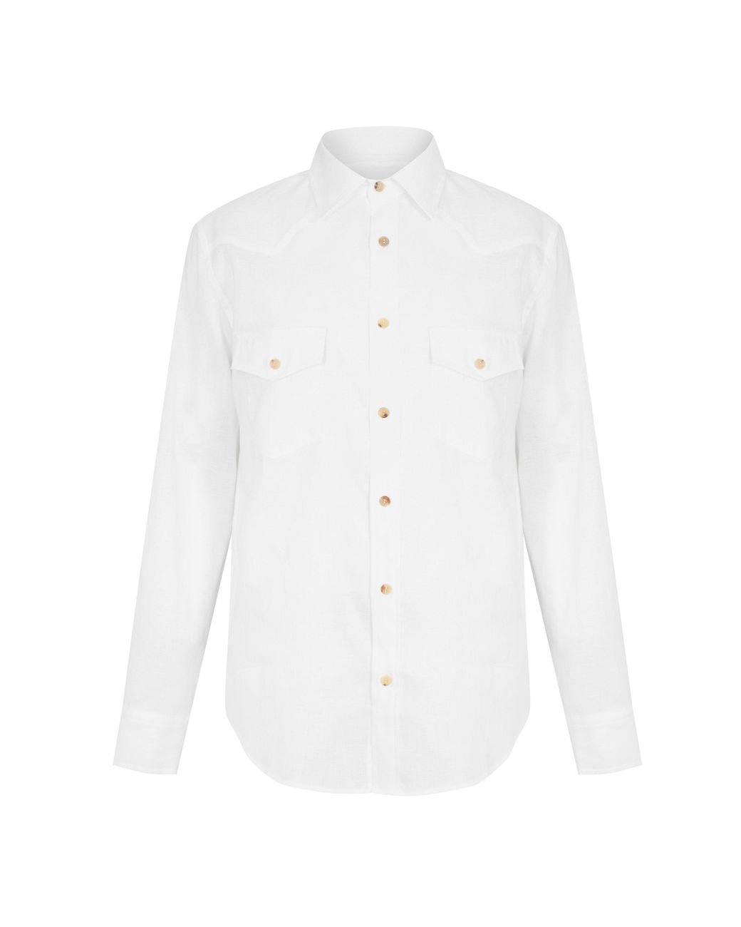 Jacob Cohen White Western Linen Long Sleeve Cowboy Shirt for men