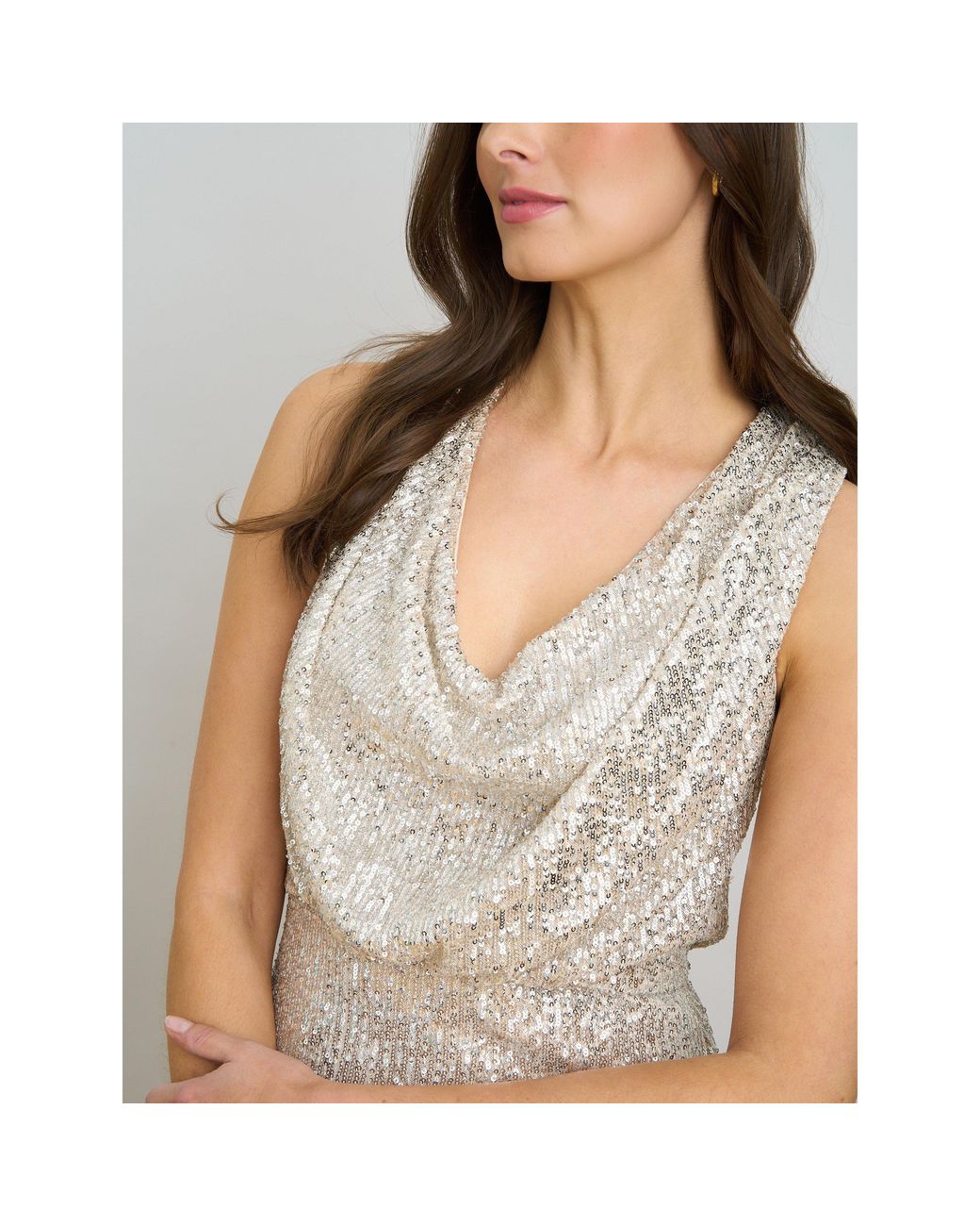 Gina Bacconi Gray Terri Sequin Maxi Dress