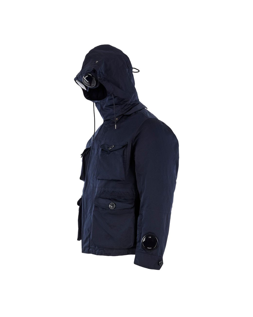 C P Company Blue Mille Micro Hooded Long Sleeve Zip Parka for men