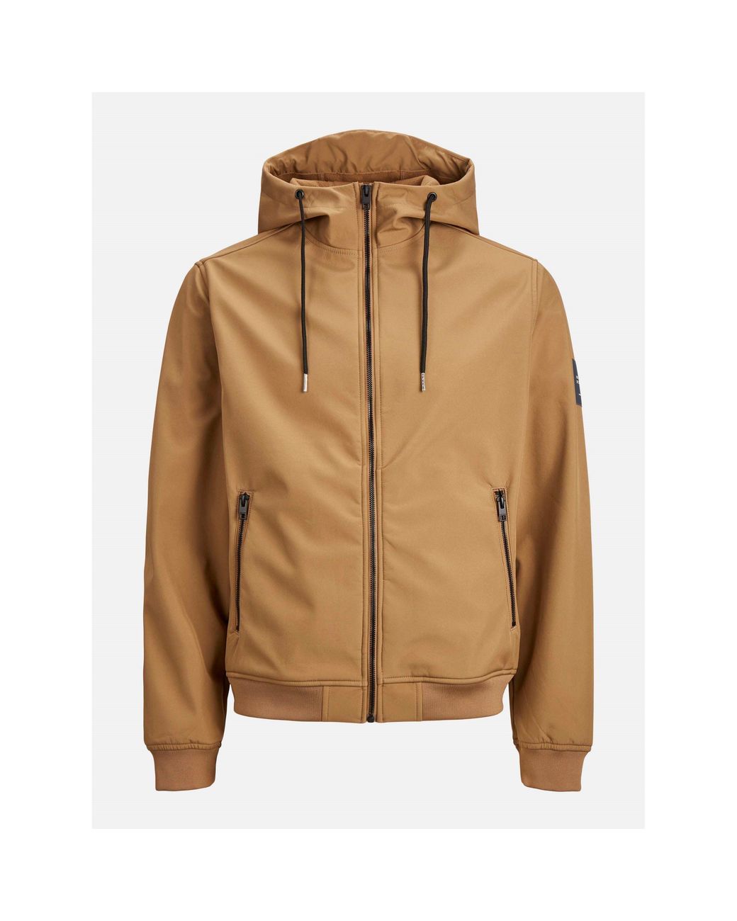 Jack & Jones Brown Zipped Hooded Softshell Jacket for men