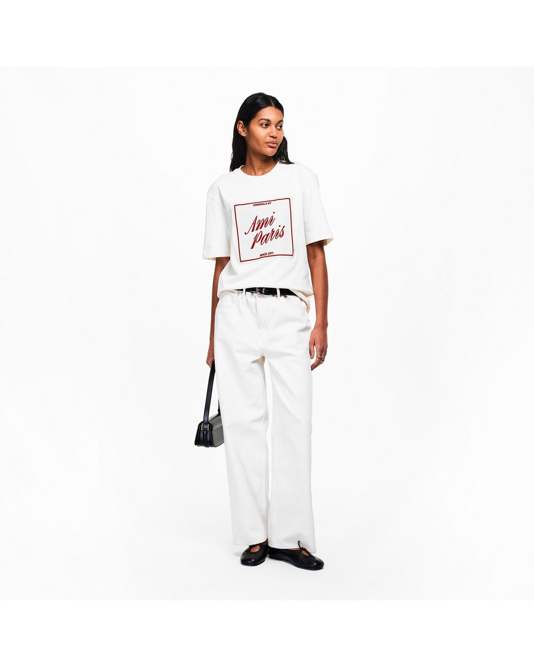 AMI White Ami Label Tee Ld61