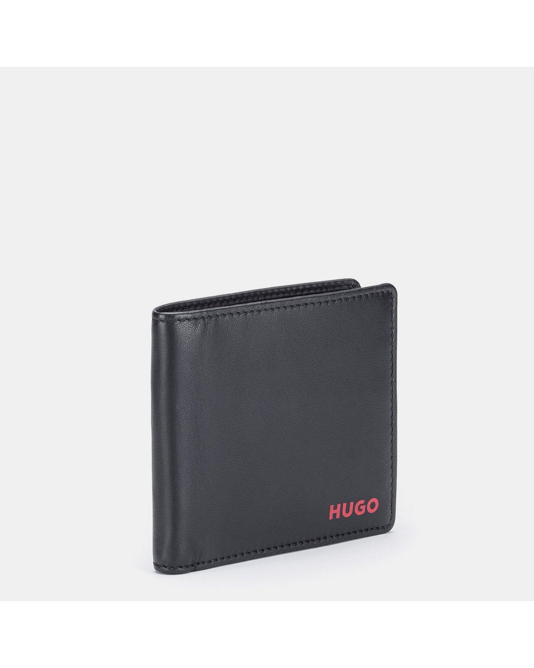 HUGO Black Subway Leather Bi-Fold Card Wallet for men