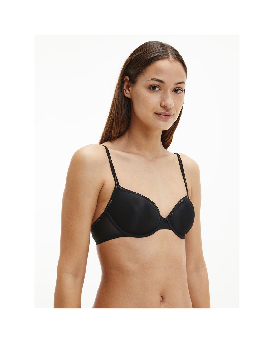 Calvin Klein Black Sheer Marq Demi Lightly Lined Bra