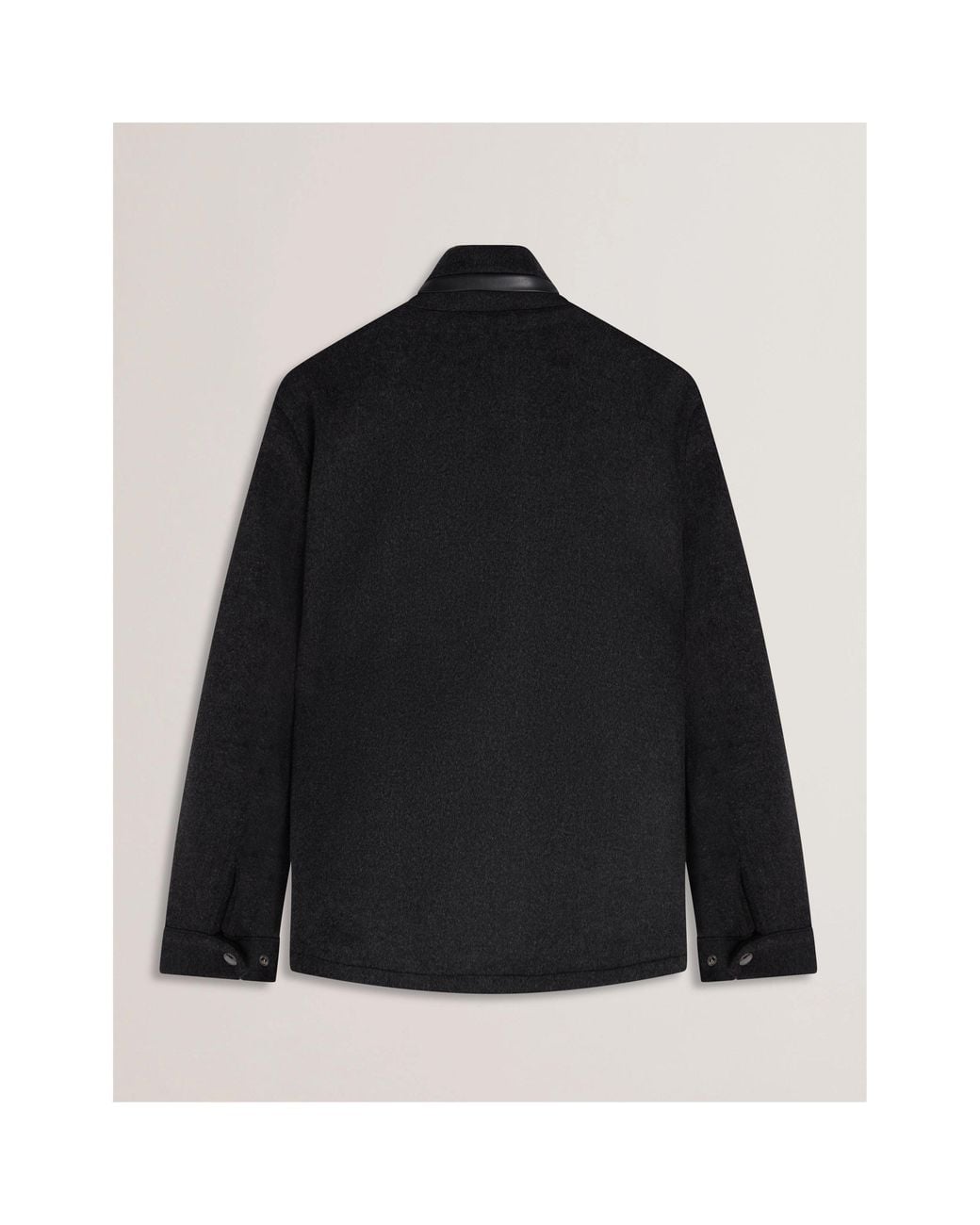 Ted Baker Black Funnel Neck Overcoat for men