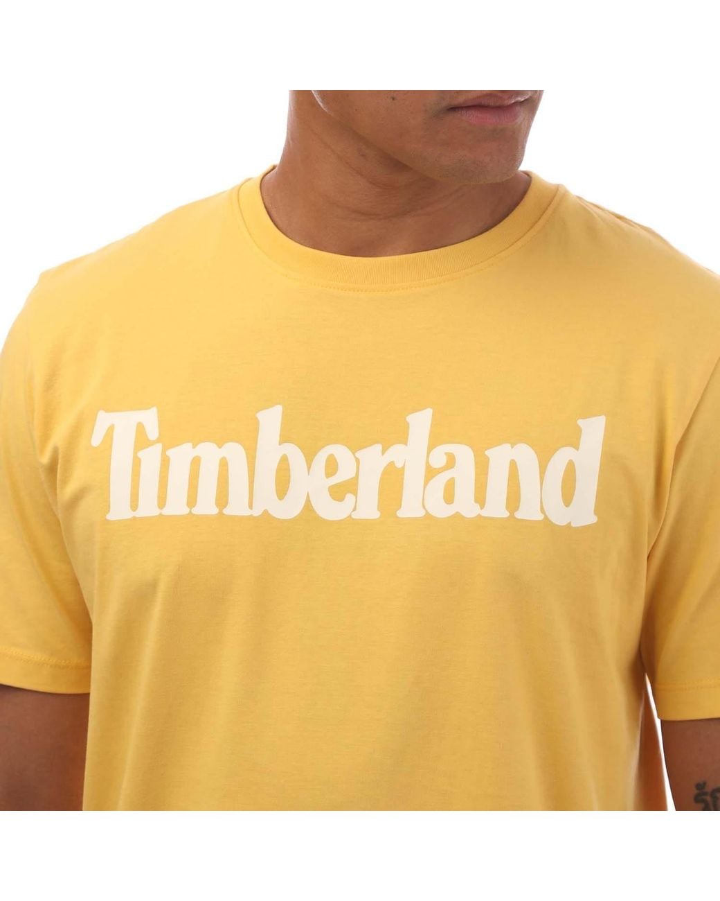 Timberland Yellow Northwood Wordmark T-Shirt for men