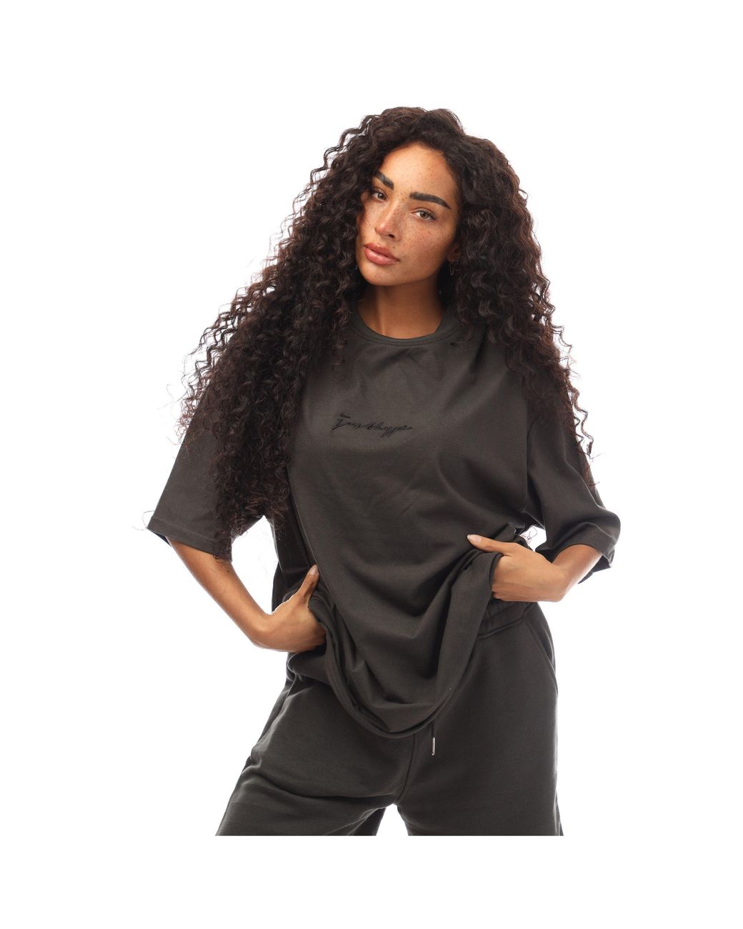Hype Black Adults Oversized T-Shirt