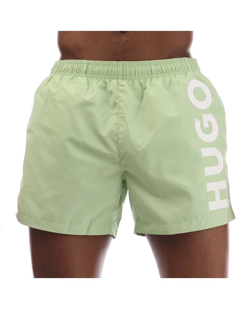 HUGO Green Abas Logo Print Swim Shorts for men