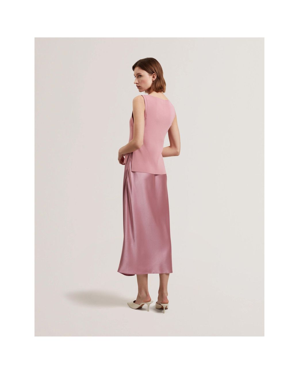 Ted Baker Pink Knitted Satin Slip Dress