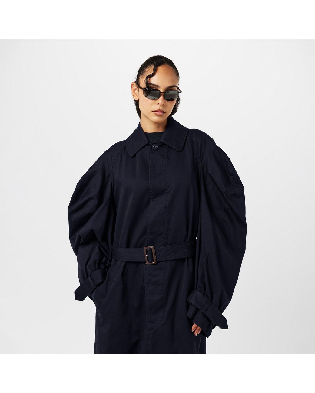 Balenciaga Blue Oversized Water Resistant Trench Coat