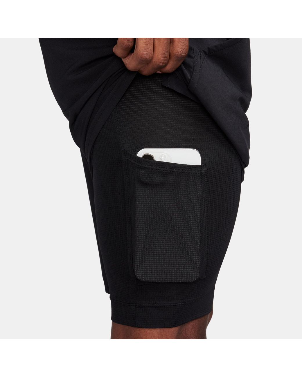 Nike Black Dri-Fit Unlimited 7 2-In-1 Woven Fitness Shorts for men