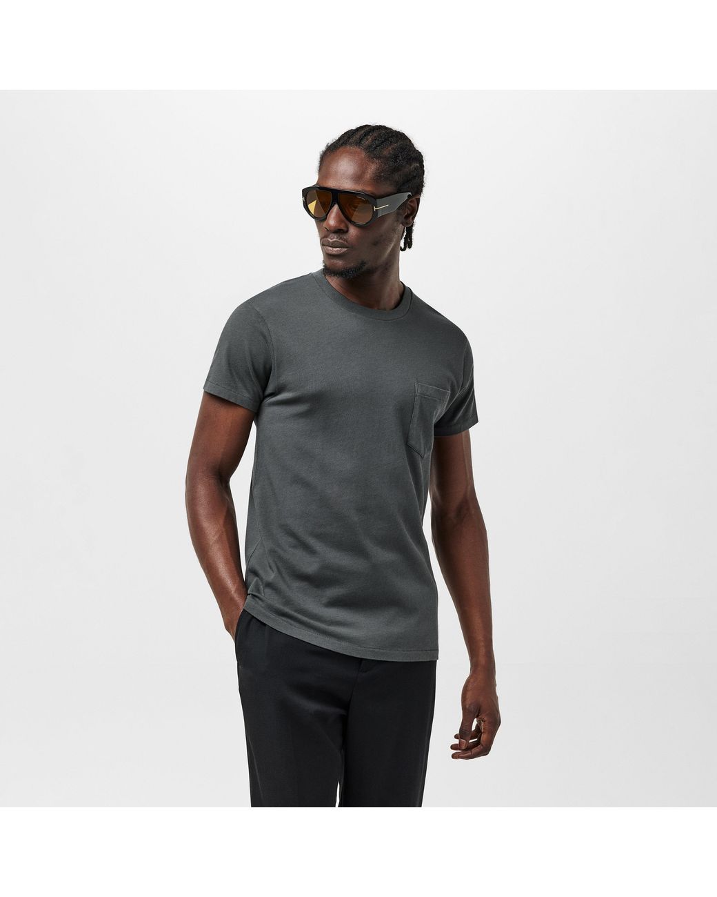 Tom Ford Gray Cotton Classic Fit Short Sleeve Polo Shirt for men
