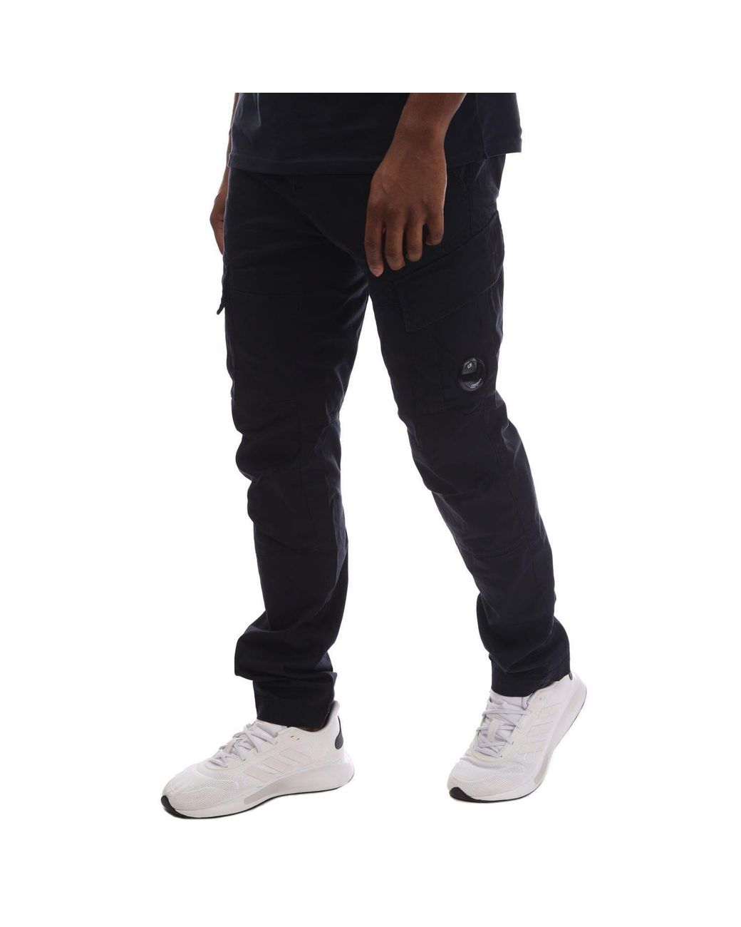 C P Company Black Stretch Sateen Lens Cargo Pants for men