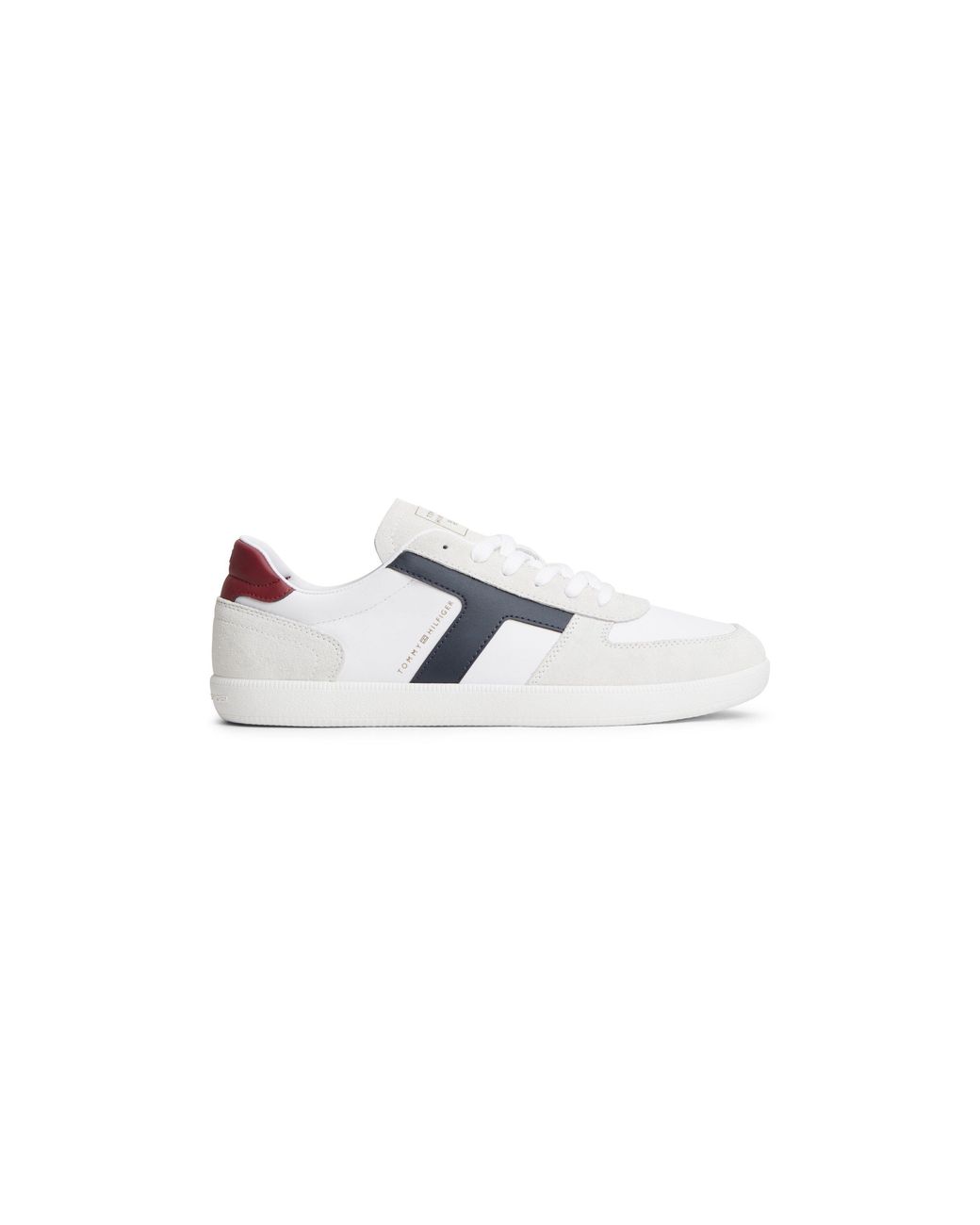 Tommy Hilfiger White Th Tribeca Leather Mixed Texture Trainers for men