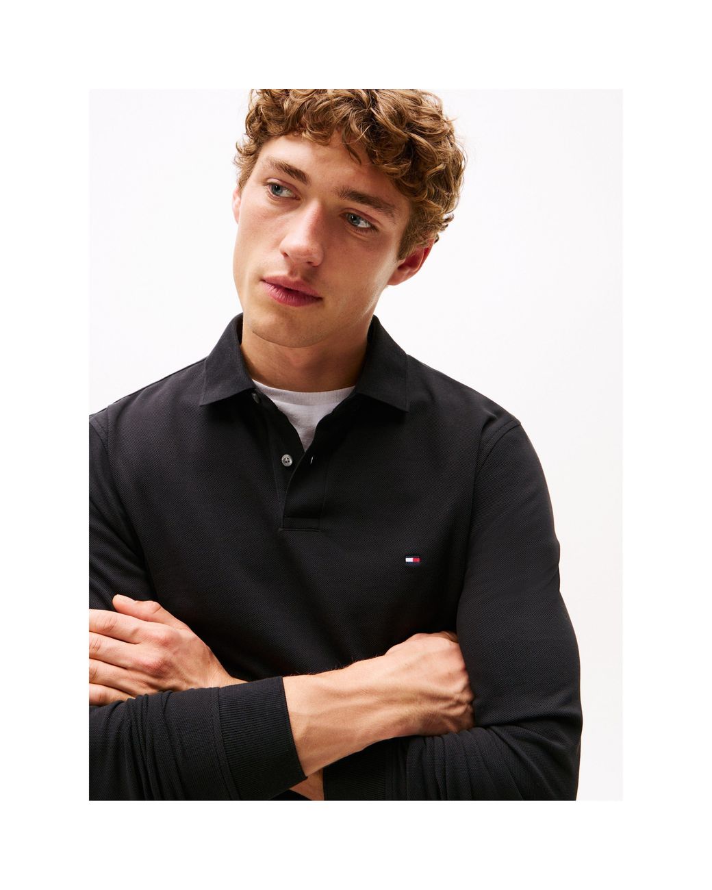 Tommy Hilfiger Black 1985 Long Sleeve Polo Shirt for men