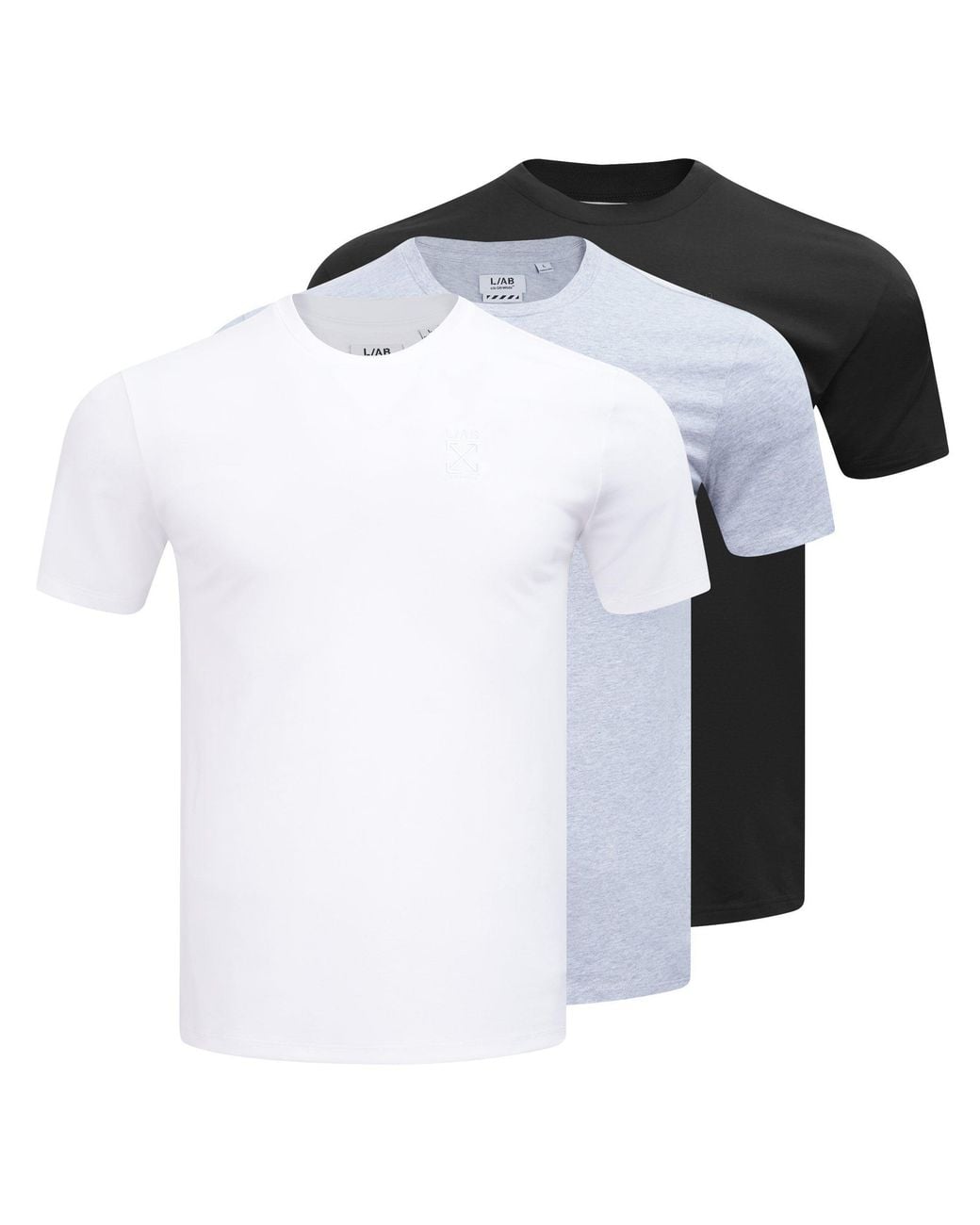 L/AB Off White White Classic Crew Cotton Short-Sleeve T-Shirt for men