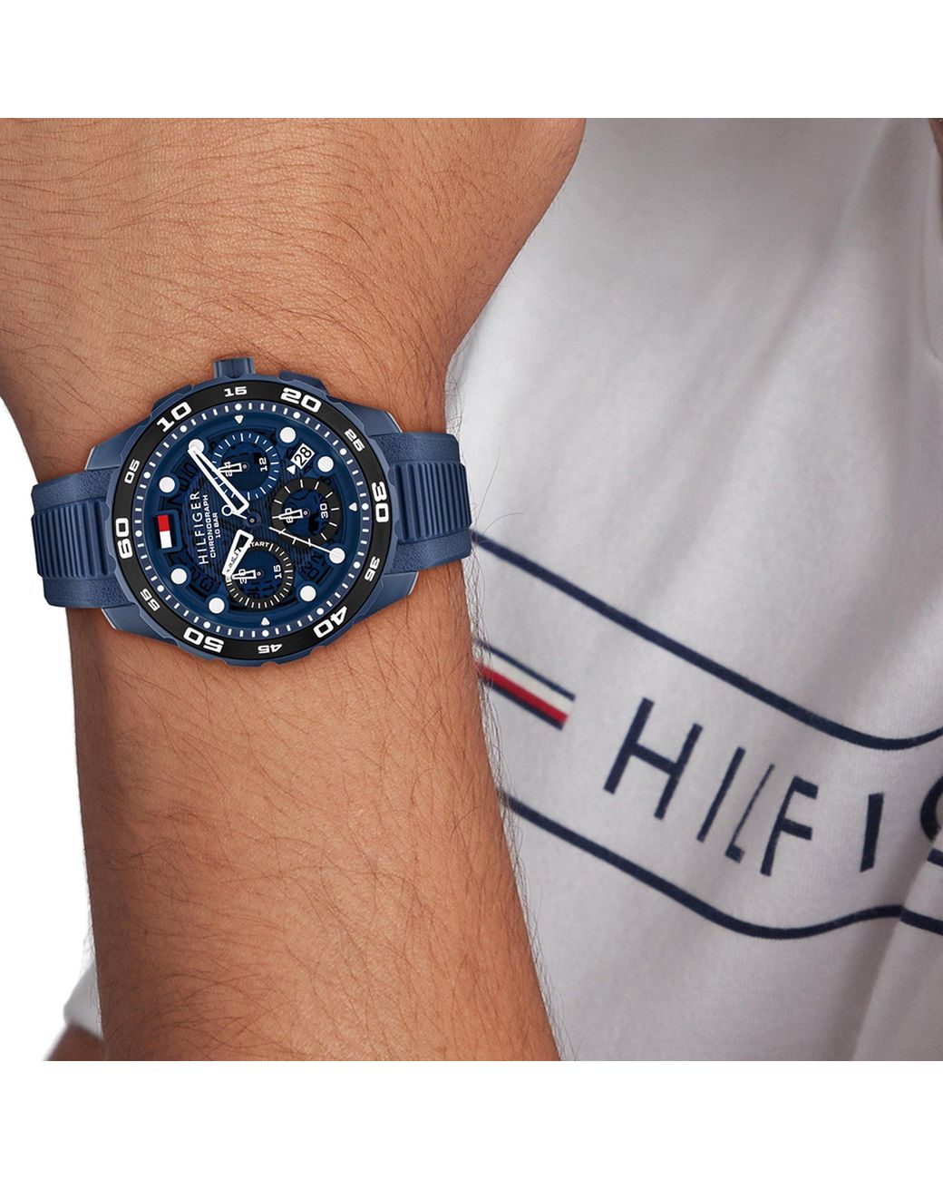 Tommy Hilfiger Blue Silicone Watch for men