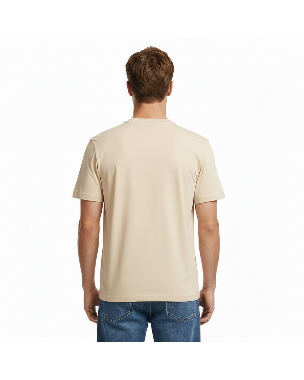 Boss Natural T-Shirt With Logo Design Stretch Cotton for men