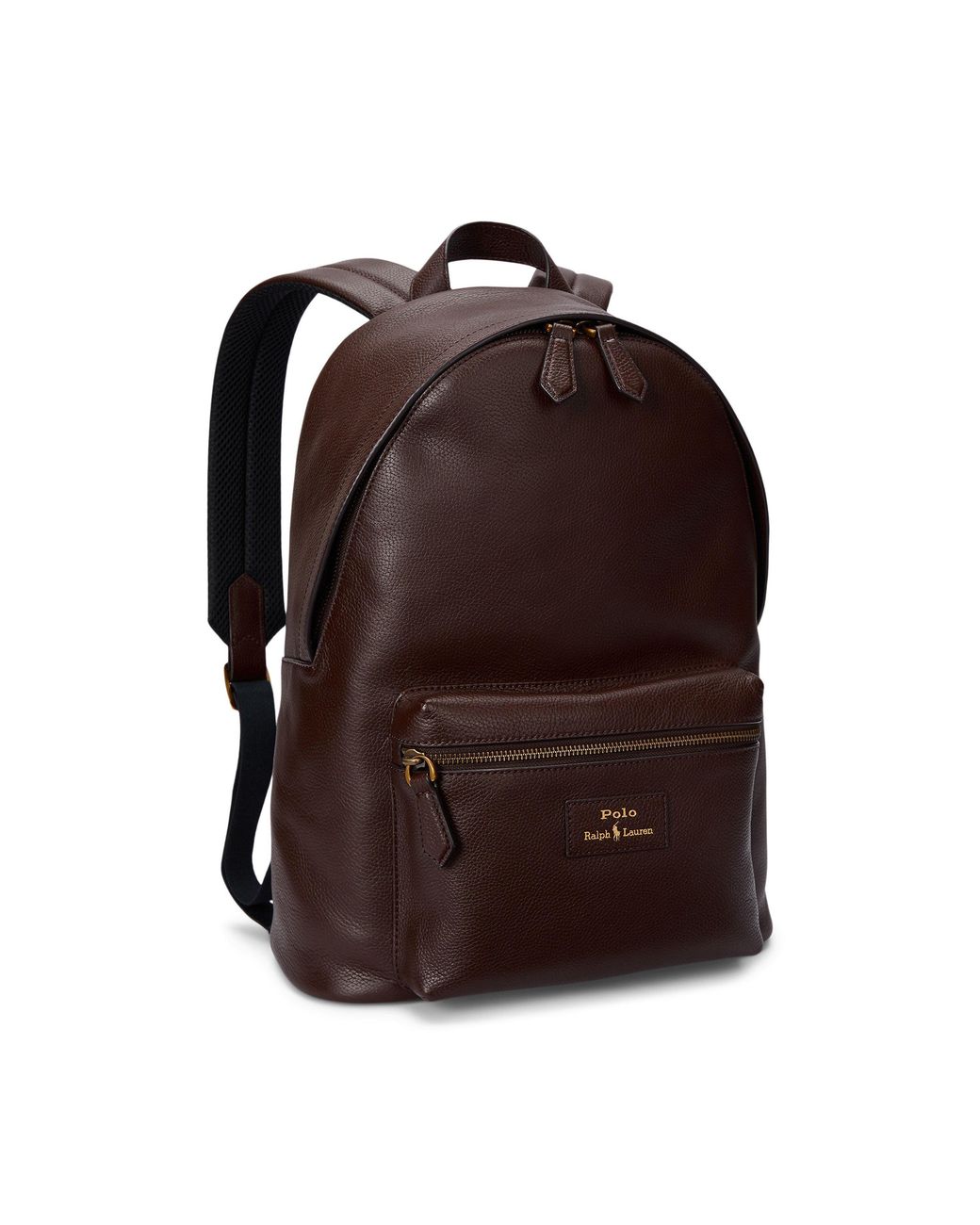 Polo Ralph Lauren Brown Pebbled Leather Dome Backpack