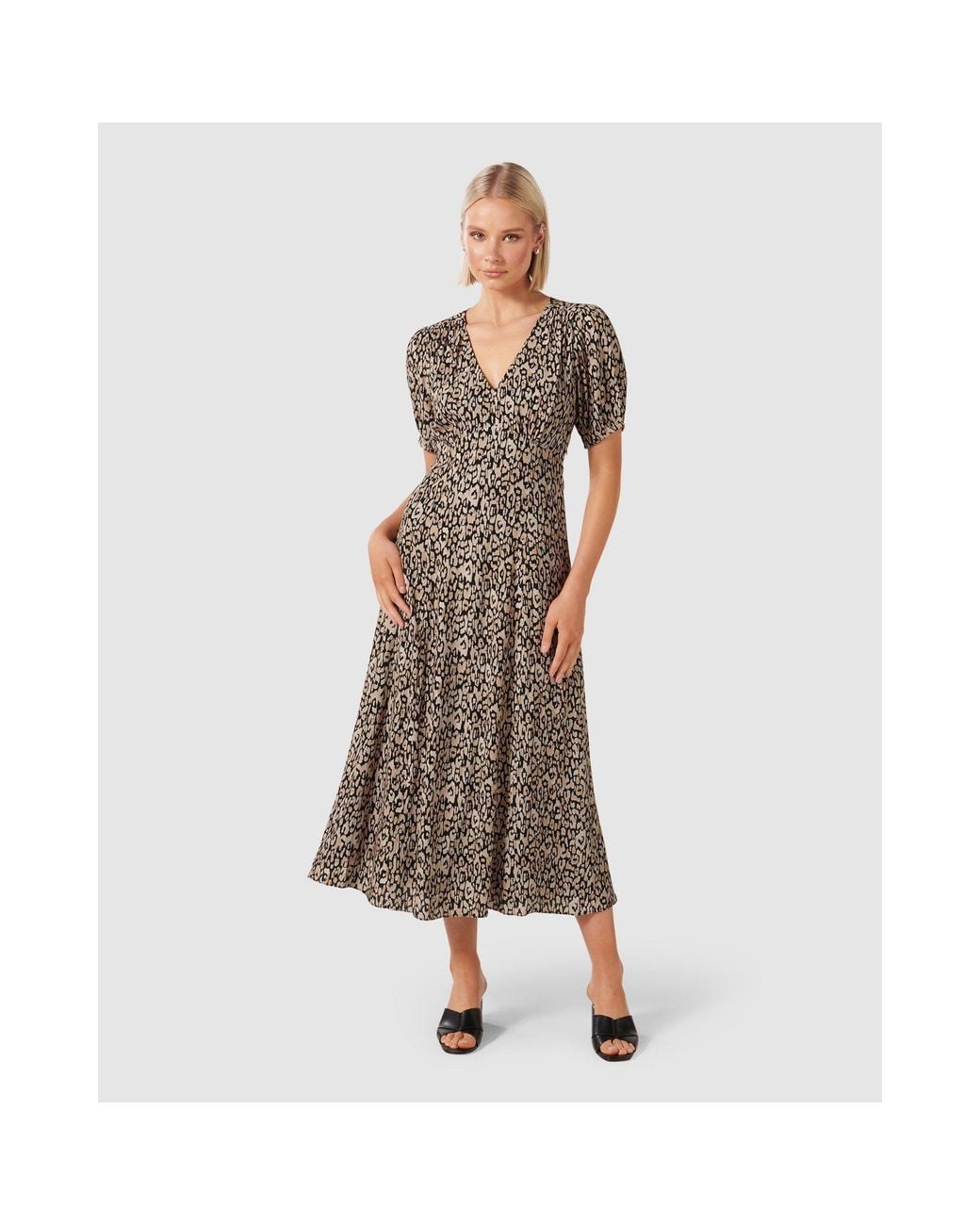 Forever New Brown Valda Casa Midi Dress
