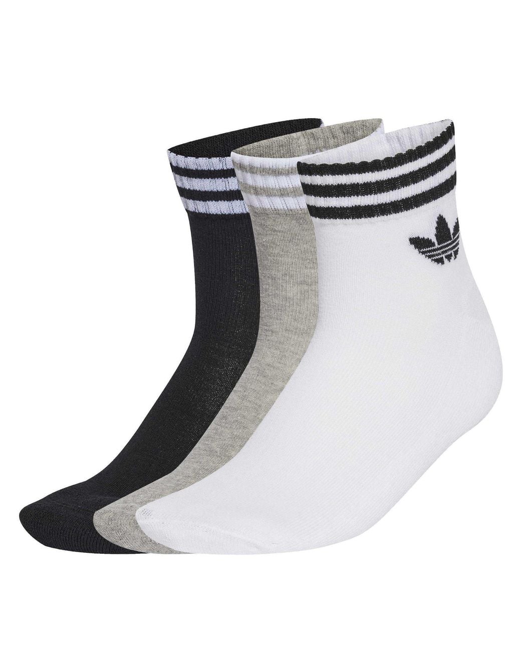 Adidas Originals White 3S Cotton Ankle Socks 3 Pack