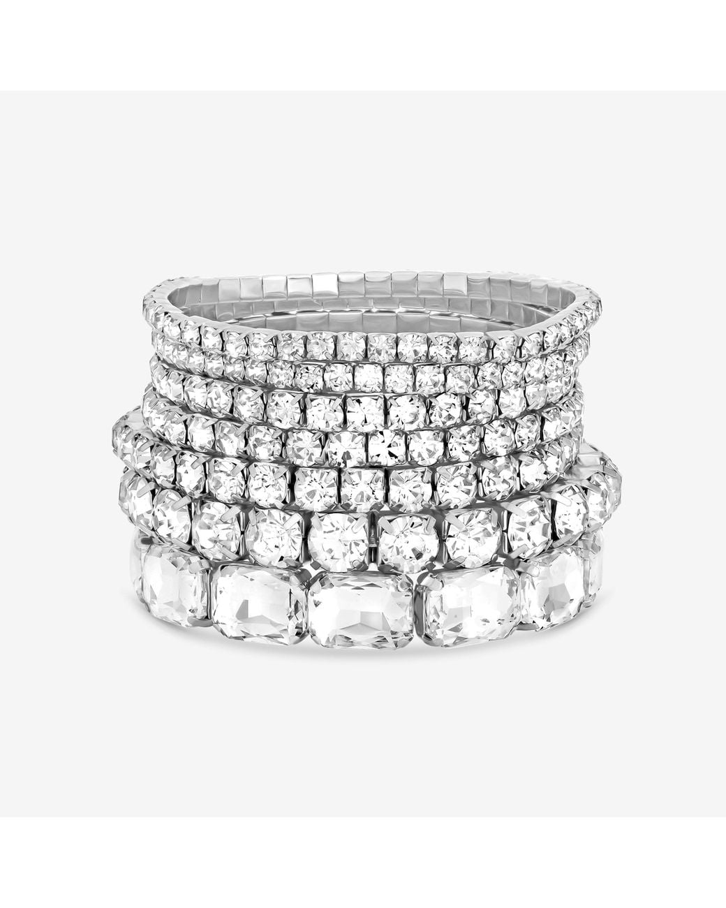 Mood White Crystal Statement Multi Pack Bracelet