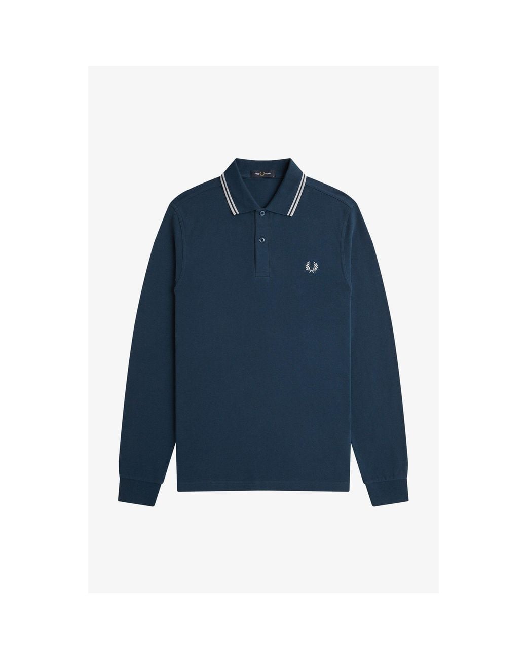 Fred Perry Blue Long Sleeve Twin Tipped Polo Shirt for men