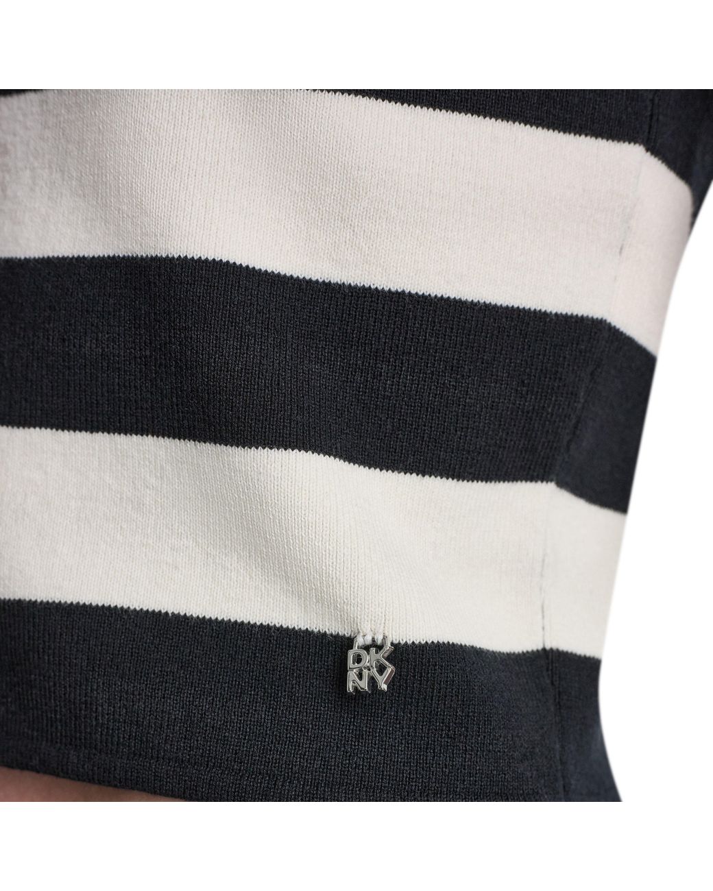 DKNY Blue Striped Sleeveless Polo Sweater