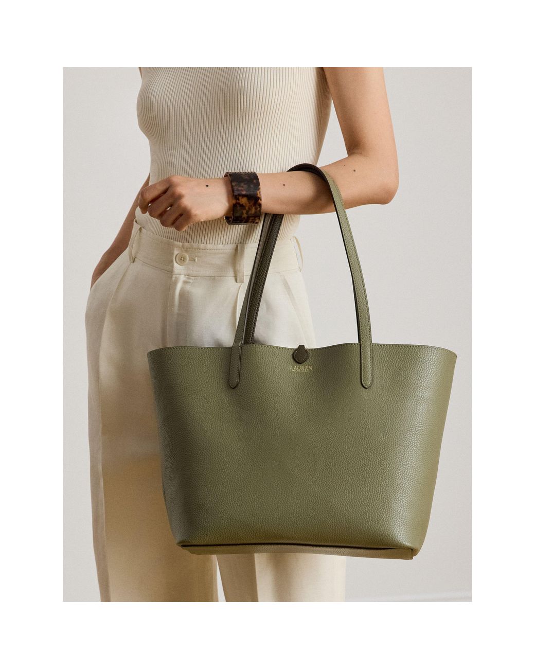 Ralph Lauren Brown Reversible Leather Tote Bag