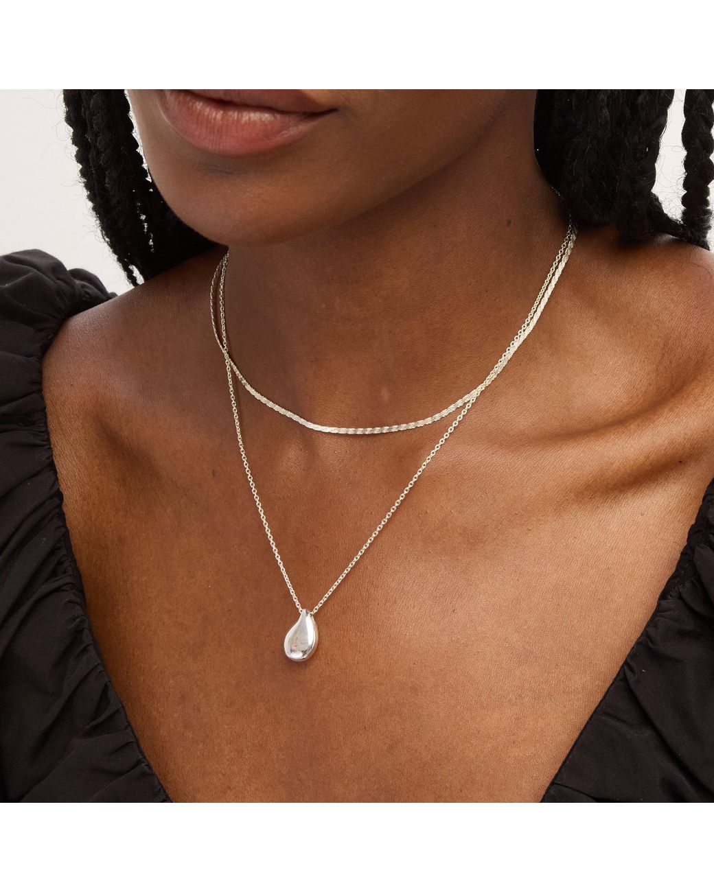 Simply Silver Metallic Sterling 925 Textured Chain Necklace