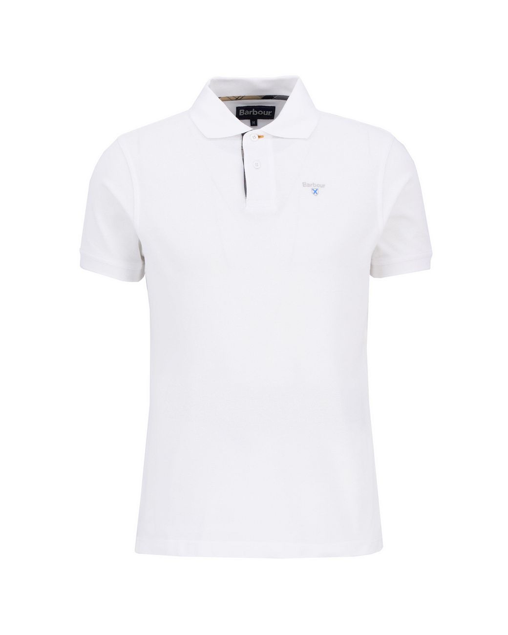 Barbour White Tartan Pique Polo Shirt for men