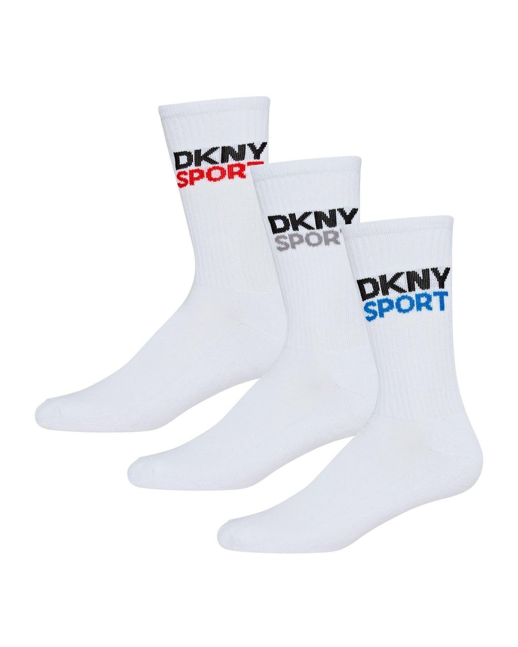 DKNY White 3 Pack Sport Socks Dogwood for men