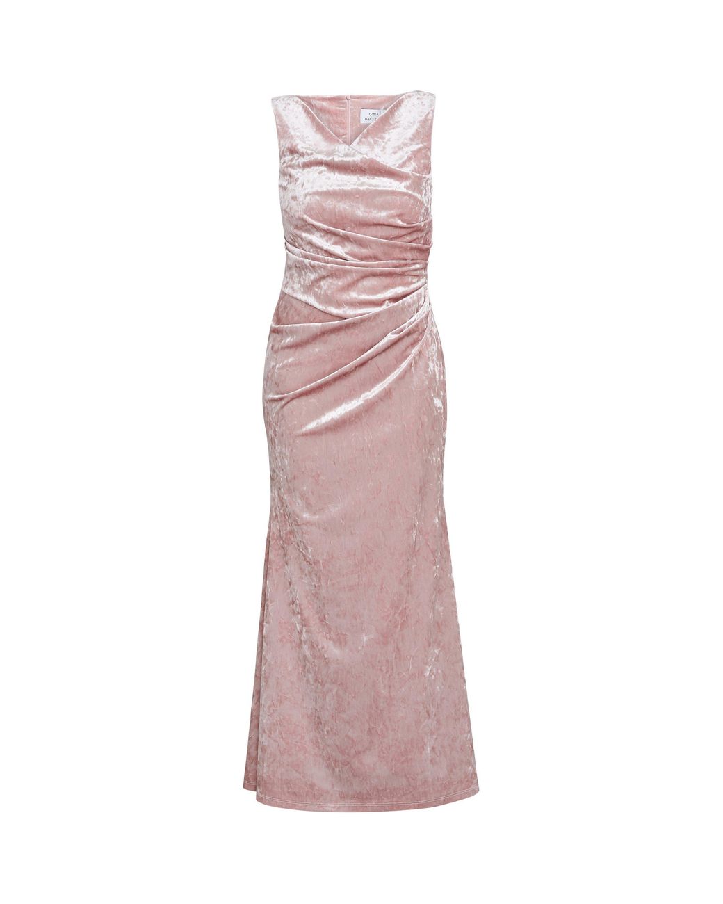 Gina Bacconi Pink Talia Crushed Velvet Maxi Dress