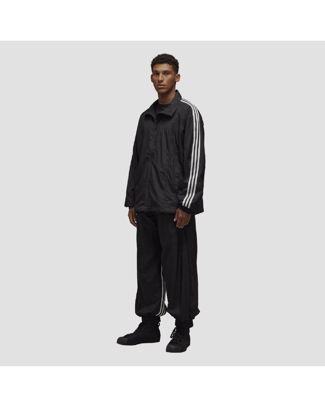Y-3 Black 3-Stripes Shell Track Bottoms for men