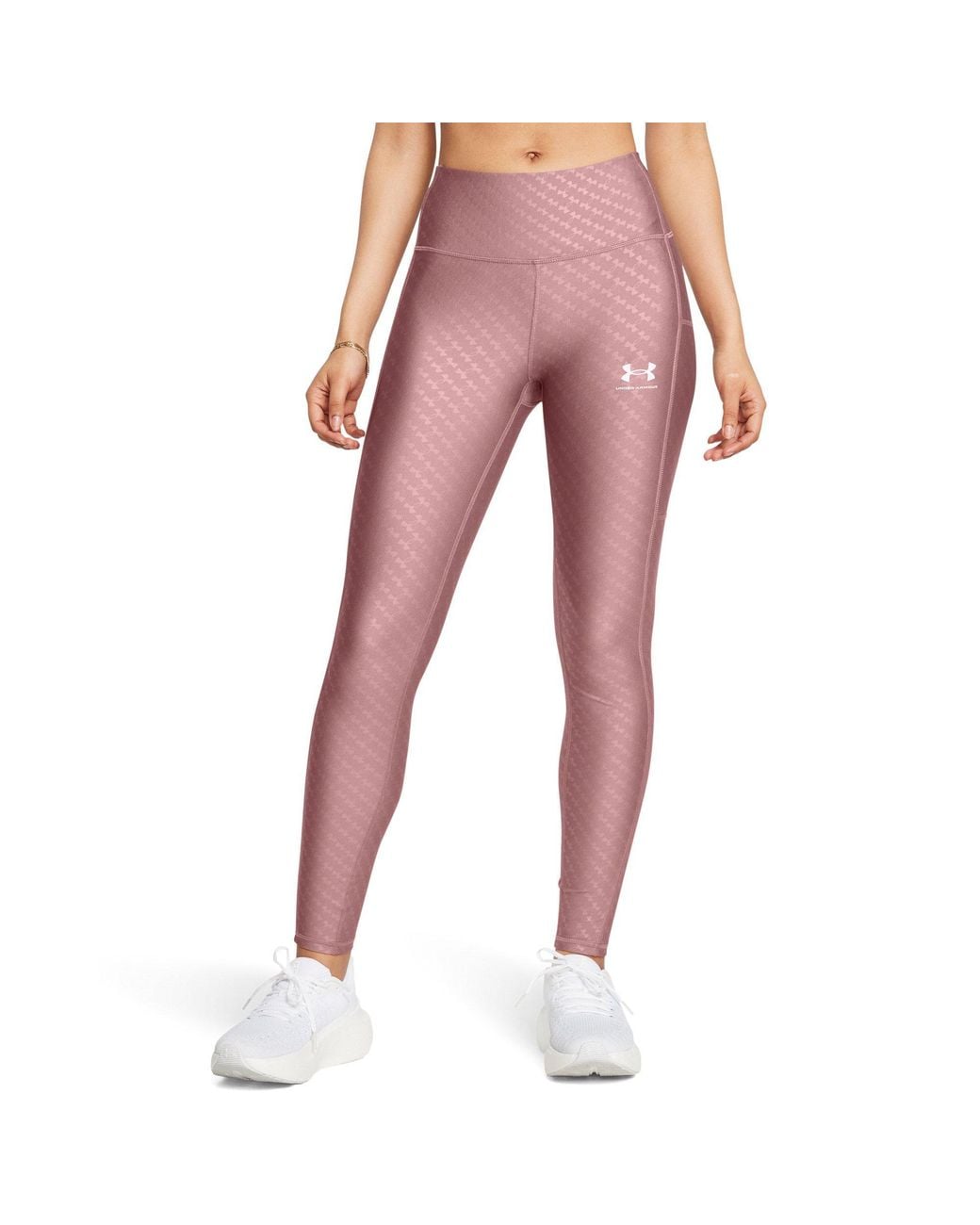 Under Armour Pink Emboss Heatgear Compression-Fit High-Waisted Leggings