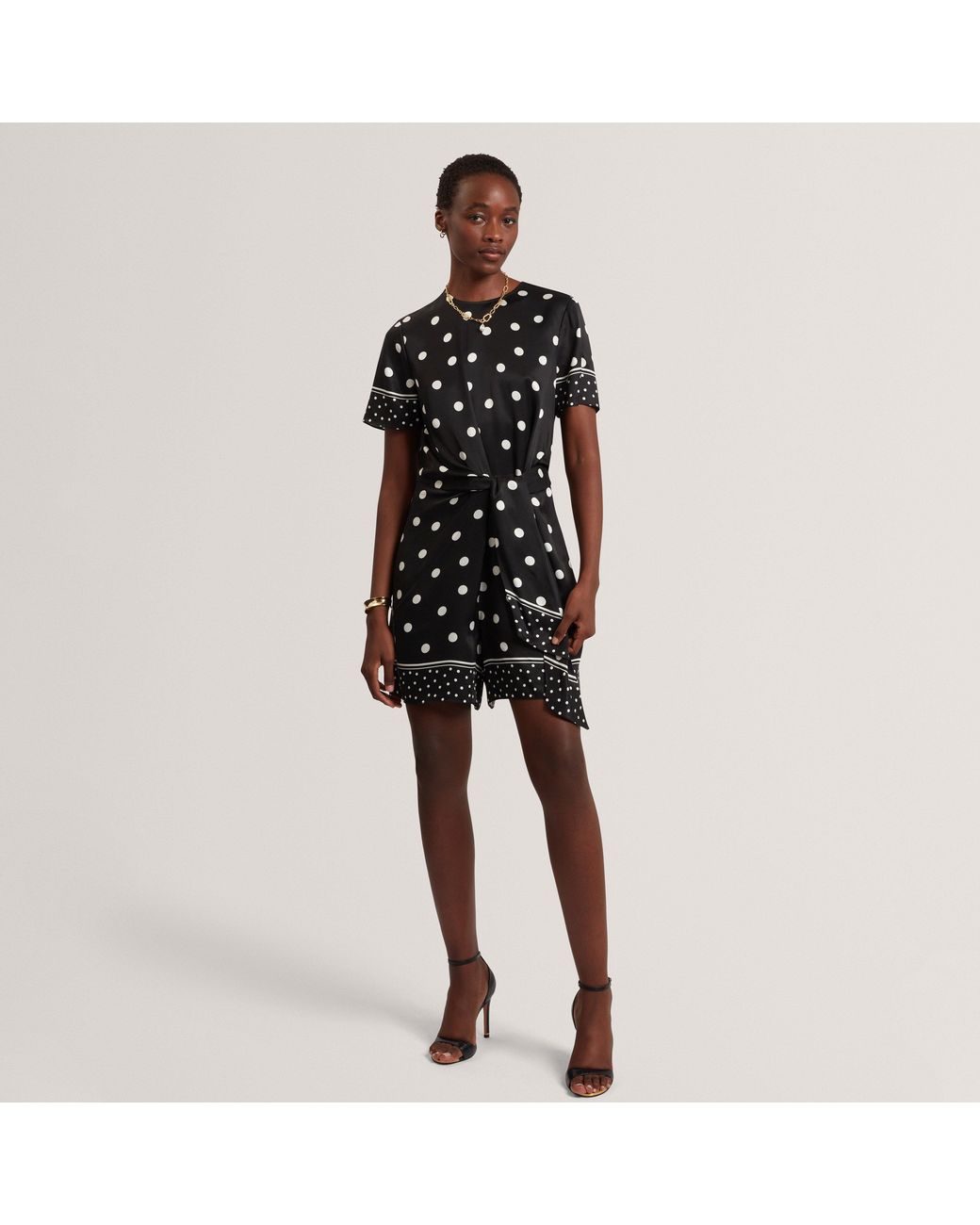 Ted Baker Black Polka Dot Printed Playsuit
