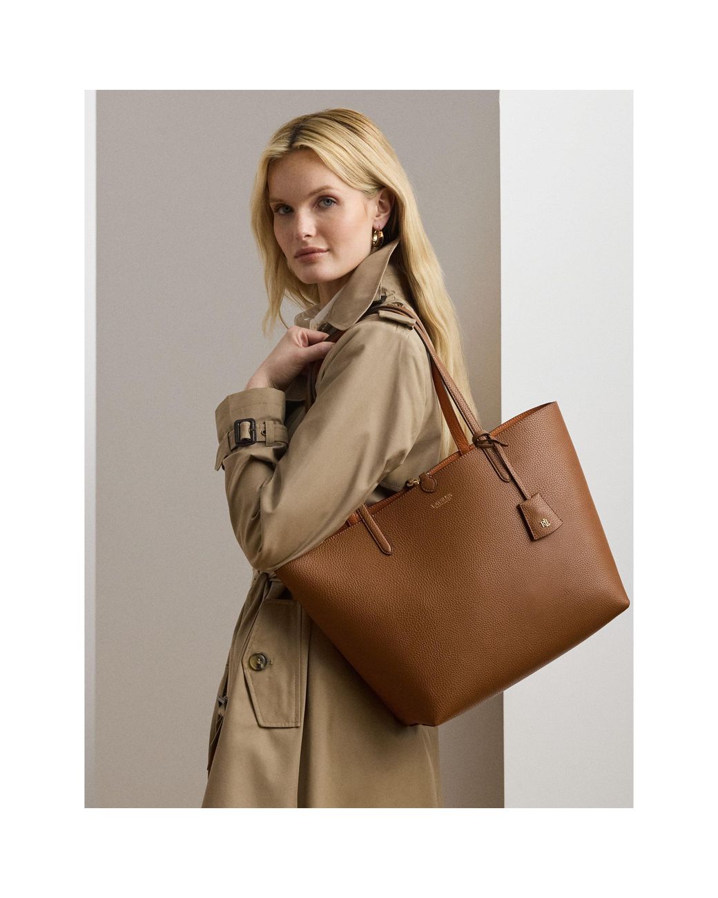Ralph Lauren Brown Reversible Leather Tote Bag