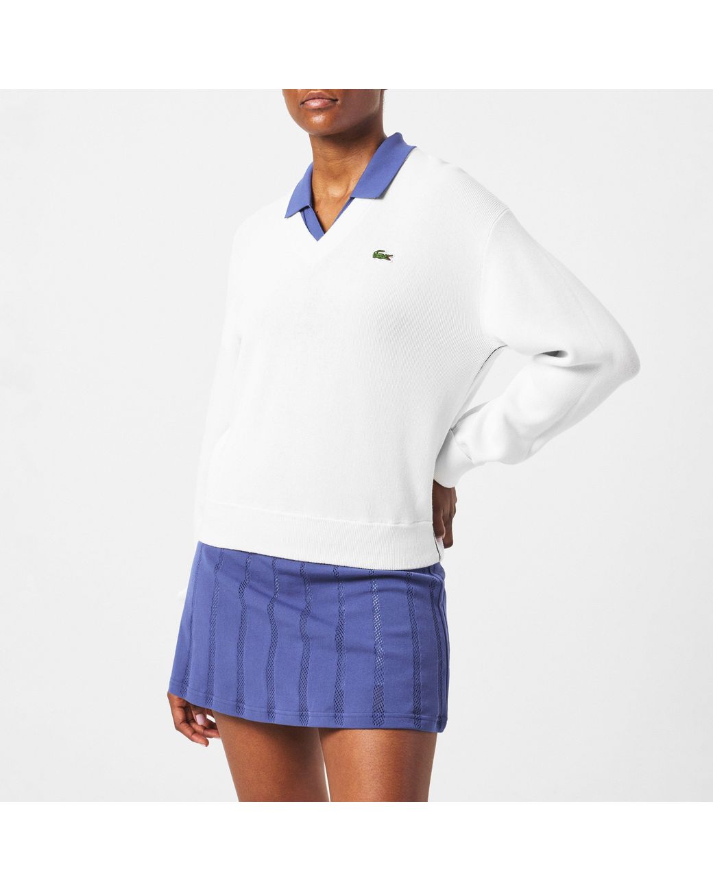 Lacoste White V-Neck Knitted Sweater Vest