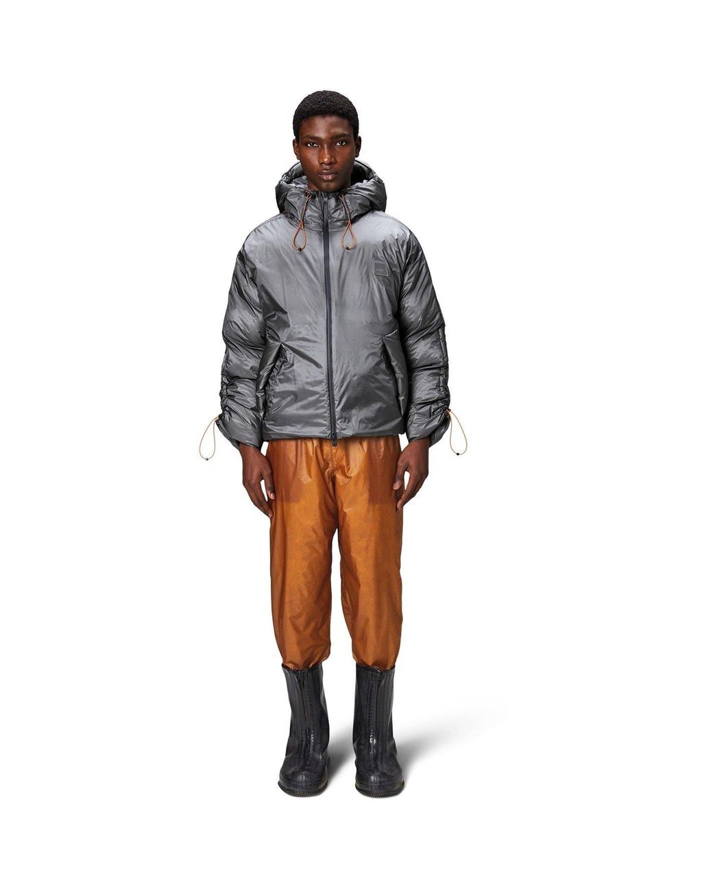 Rains Gray Kevo Vision Waterproof Windproof Short Puffer Jacket for men