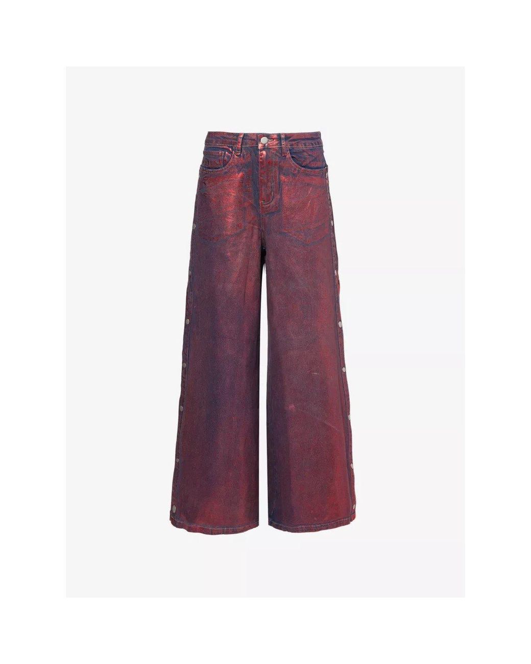 Amy Lynn Purple Wren Foil Trainer Wide Leg Trousers