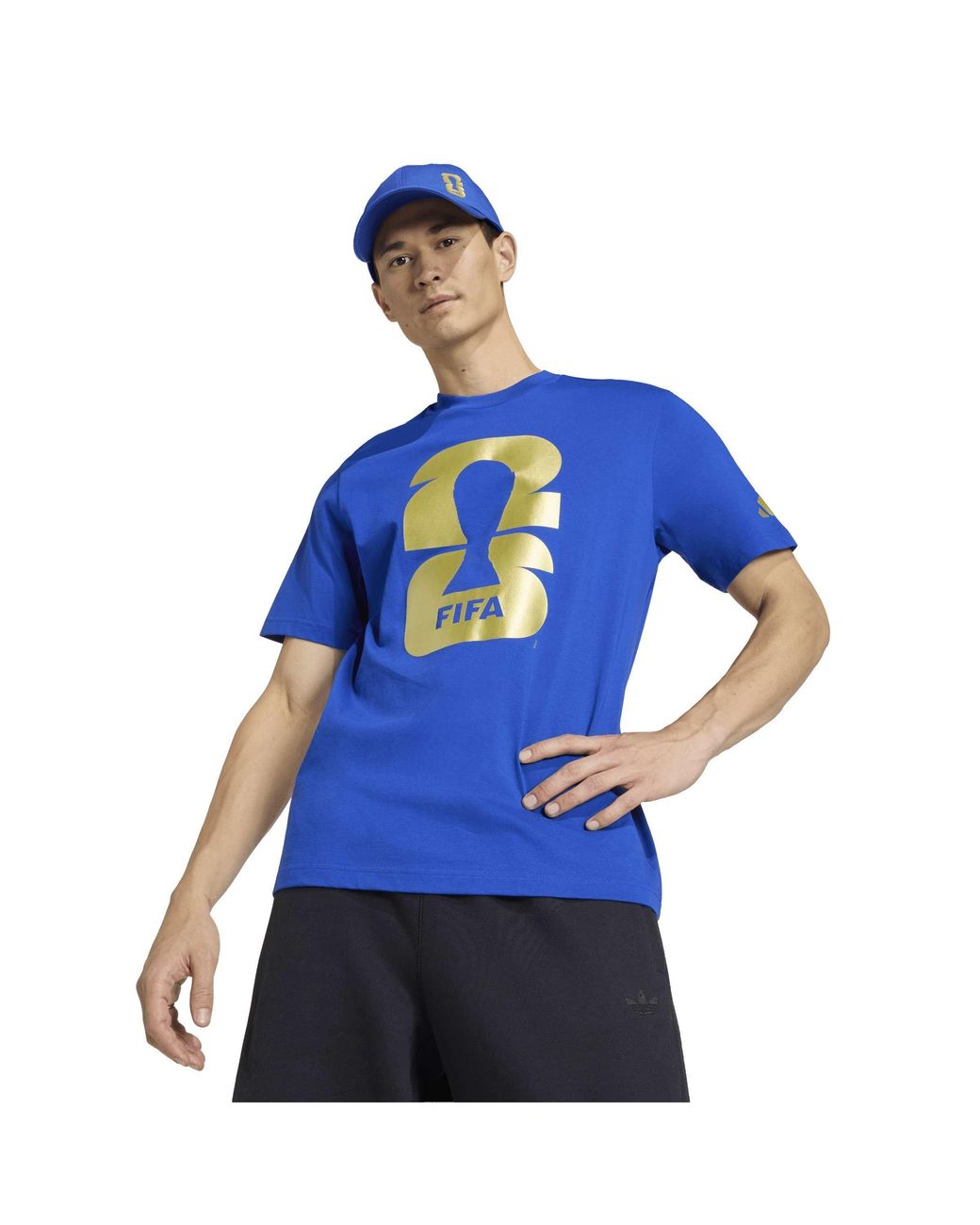 Adidas Blue World Cup 2026 Graphic Short-Sleeve Crew-Neck T-Shirt for men